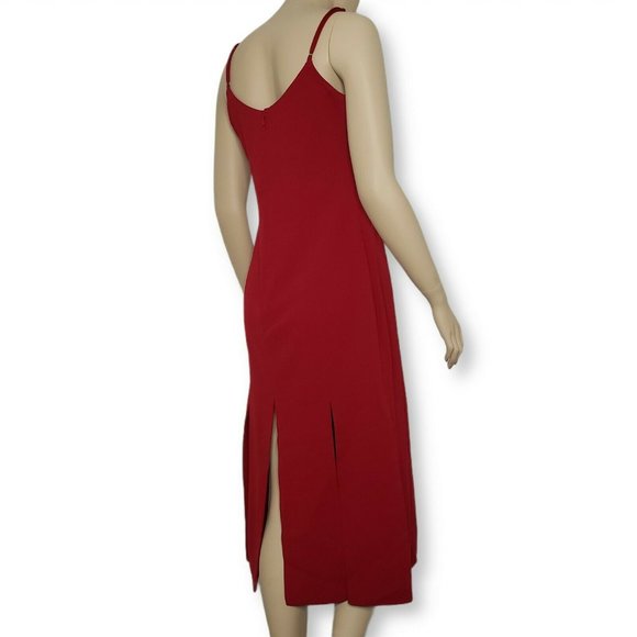 Dress the Population Devon Crepe Midi Dress Womens Medium Red - Picture 6 of 10
